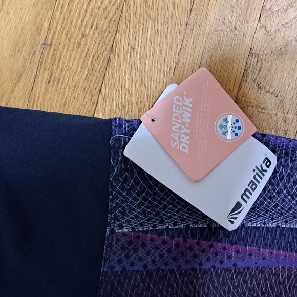 Marika Jordan Performance Legging Navy Blue & Turquoise Contoured Fit Sz XS - Picture 2 of 7